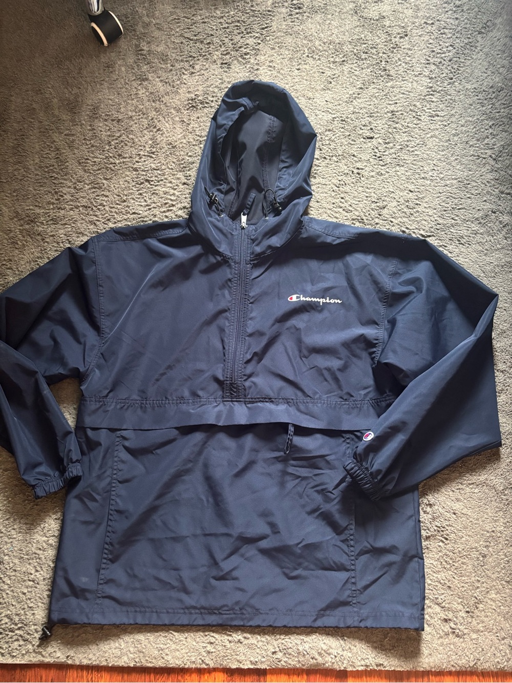Champion Navy Hooded Anorak Pullover Jacket